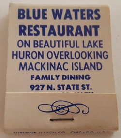 Blue Waters Restaurant (Viteks Restaurant) - Matchbook (newer photo)